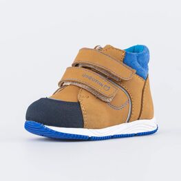 052152-23 Кожаные ботинки на липучках для мальчики коричневый