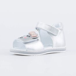 122208-21 Кожаные босоножки для девочки для девочки серебрист.