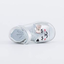 122208-21 Кожаные босоножки для девочки для девочки серебрист. фото №4