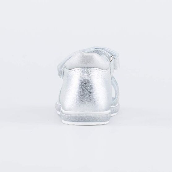 122208-21 Кожаные босоножки для девочки для девочки серебрист. фото №5