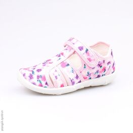 421018-11 Босоножки текстильные для девочки роз-цве