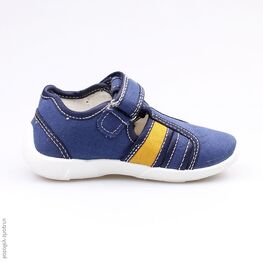 421020-11 Сандалии текстильные для мальчики син-жел фото №2