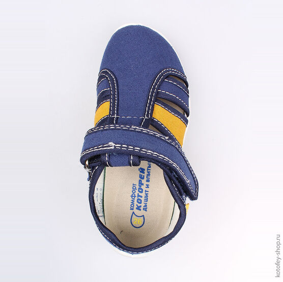 421020-11 Сандалии текстильные для мальчики син-жел фото №4