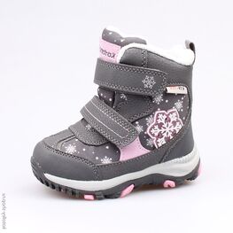 254948-42 Мембранные ботинки с LED-подсветкой для девочки сер-роз