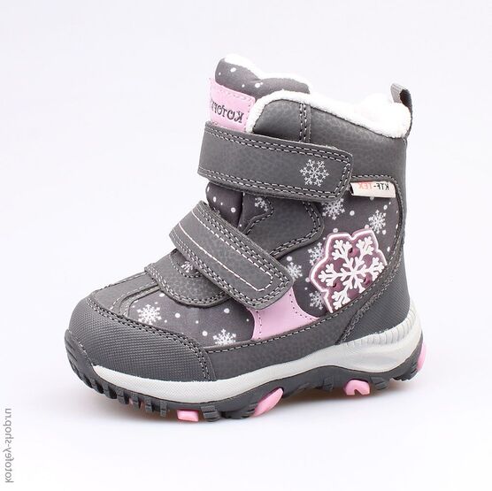 254948-42 Мембранные ботинки с LED-подсветкой для девочки сер-роз