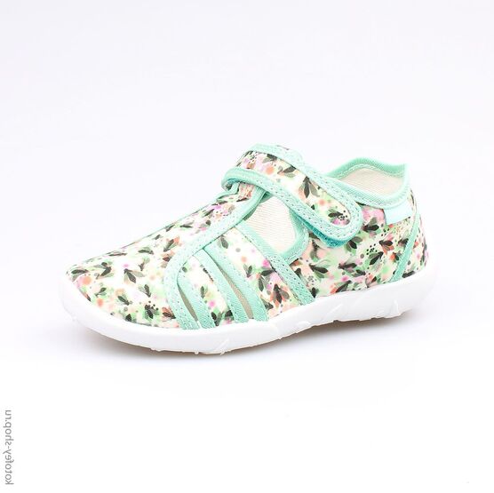 421017-11 Босоножки текстильные для девочки зел-цве