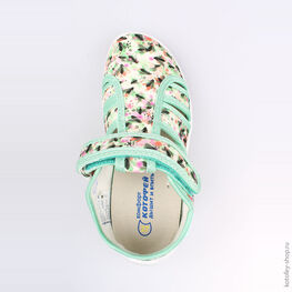 421017-11 Босоножки текстильные для девочки зел-цве фото №4