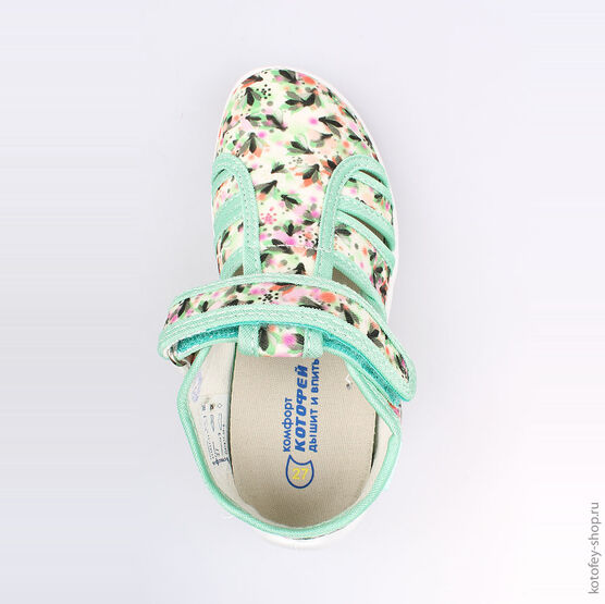 421017-11 Босоножки текстильные для девочки зел-цве фото №4