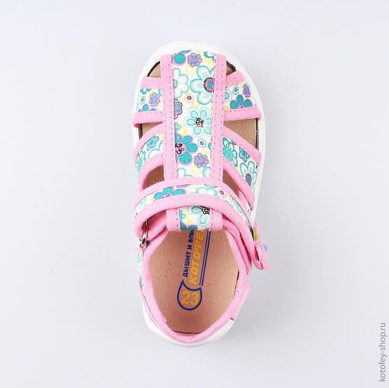 221038-13 Босоножки текстильные для девочки розовый фото №4