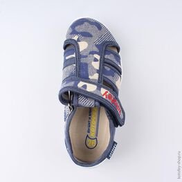 421039-12 Сандалии текстильные для мальчики сер-син фото №4