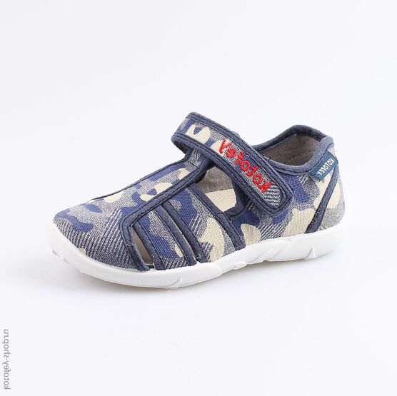 421039-12 Сандалии текстильные для мальчики сер-син