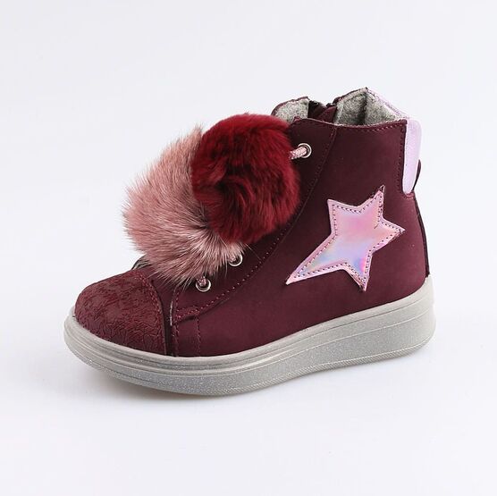 352243-31 Ботинки для девочки бордовый