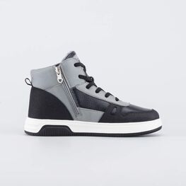 552353-31 Утепленные кожаные ботинки для мальчика для мальчики черный + серый фото №2