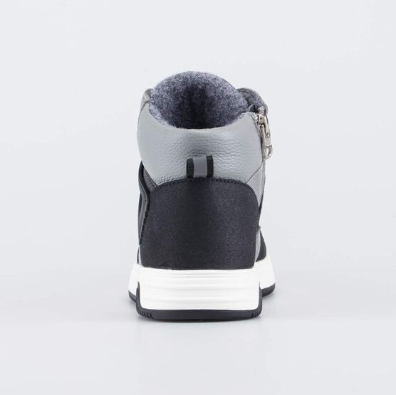 552353-31 Утепленные кожаные ботинки для мальчика для мальчики черный + серый фото №5