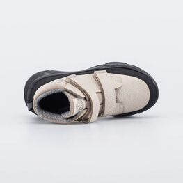 552354-31 Кожаные ботинки утепленные1936 для девочки бежевый + черный фото №4