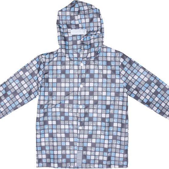 07751021-10 Плащ-дождевик на молнии для мальчика серый для мальчики серый + голубой