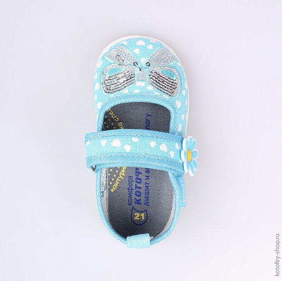 131109-12 Текстильная обувь для девочки голубой фото №4