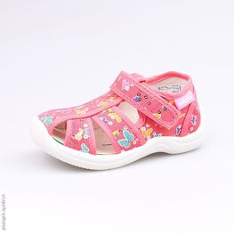 221031-13 Босоножки текстильные для девочки коралл