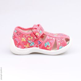 221031-13 Босоножки текстильные для девочки коралл фото №2