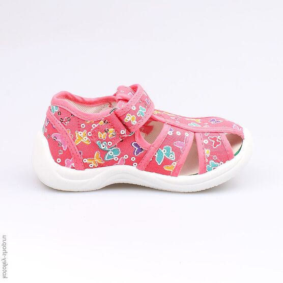 221031-13 Босоножки текстильные для девочки коралл фото №2