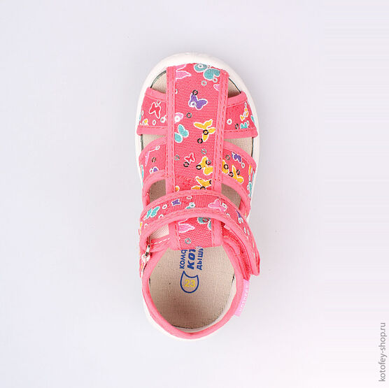 221031-13 Босоножки текстильные для девочки коралл фото №4