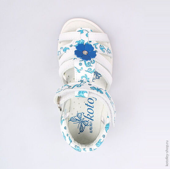 322031-22 Босоножки для девочки бел-син фото №4