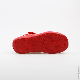 421001-16 Босоножки текстильные для девочки красный фото №3