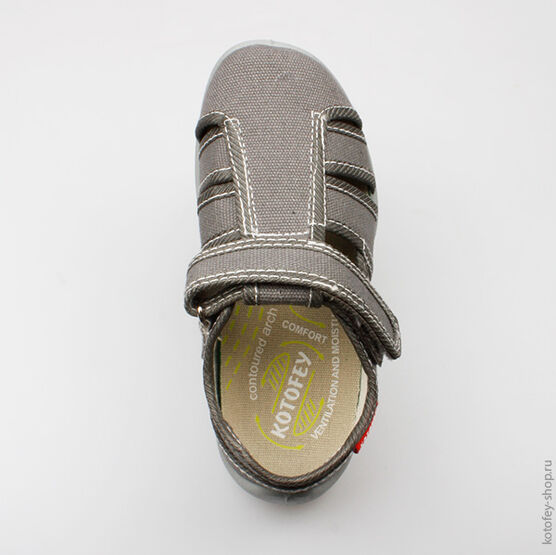 421003-15 Сандалии текстильные для мальчики серый фото №4