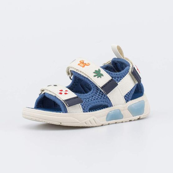 121080-11 Светящиеся пляжные сандалии для мальчика для мальчики синий,бежевый