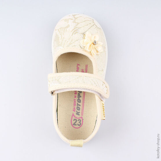 131129-11 Текстильная обувь для девочки золотой фото №4