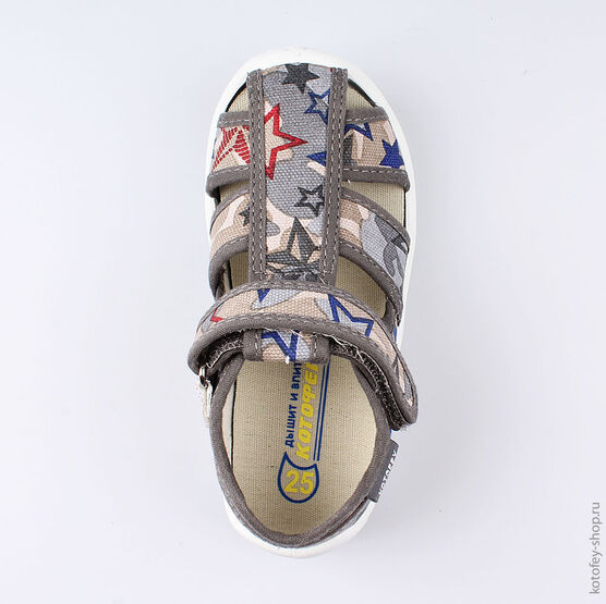 221043-11 Сандалии текстильные для мальчики серый фото №4