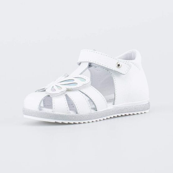 522194-22 Летние кожаные сандалии Бабочка для девочки белый