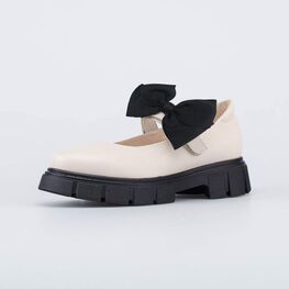 532310-23 Кожаные туфли для девочки для девочки бежевый