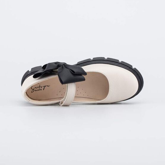 532310-23 Кожаные туфли для девочки для девочки бежевый фото №4