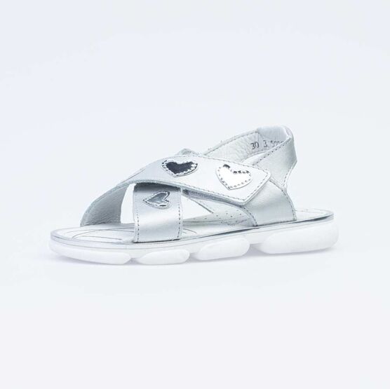 522154-21 Кожаные босоножки для девочки для девочки серебрист.