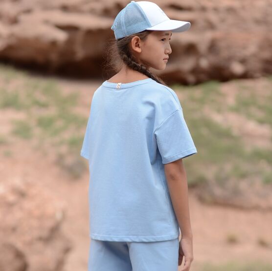 07802075-40 Футболка из футера для детей голубой для универсальные голубой фото №6