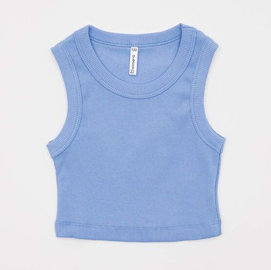 07854054-40 Майка-топ в рубчик для девочки голубой для девочки голубой