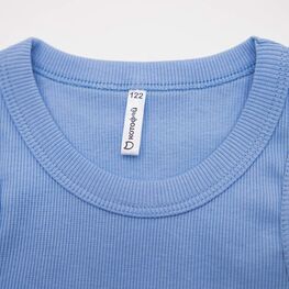 07854054-40 Майка-топ в рубчик для девочки голубой для девочки голубой фото №3