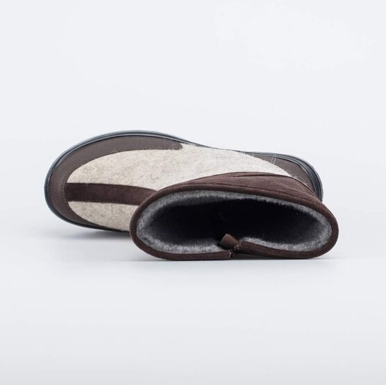 967049-44 Валенки мужские на молнии Хантер суперутепленные для мальчики бежевый + коричневый фото №4