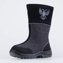 967052-42 Валенки суперутепленные с гербом серый для мальчики темно-серый