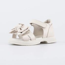 422091-21 Кожаные босоножки для девочки Бант бежевый для девочки бежевый