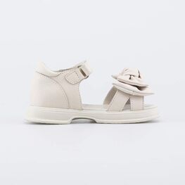 422091-21 Кожаные босоножки для девочки Бант бежевый для девочки бежевый фото №2