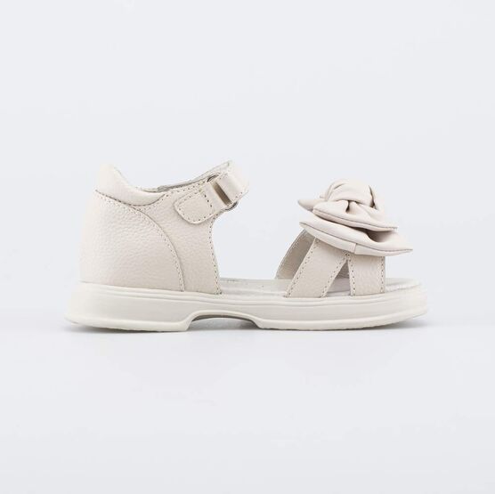 422091-21 Кожаные босоножки для девочки Бант бежевый для девочки бежевый фото №2