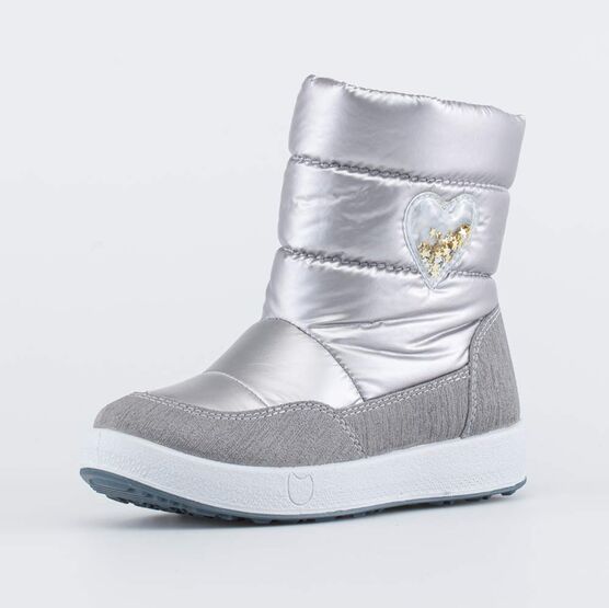 464075-41 Сапожки-дутики укороченные для девочки серебрист.