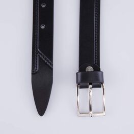 03704028-31 Ремень кожаный черный с тиснением Колосок для мальчики черный фото №3