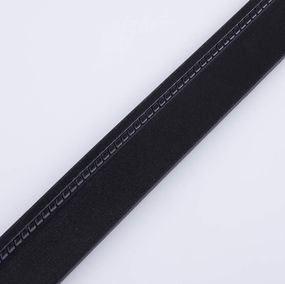 03704028-31 Ремень кожаный черный с тиснением Колосок для мальчики черный фото №4