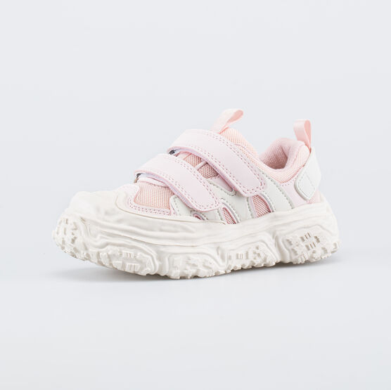 344545-11 Детские кроссовки на липучках для девочки розовый + бежевый