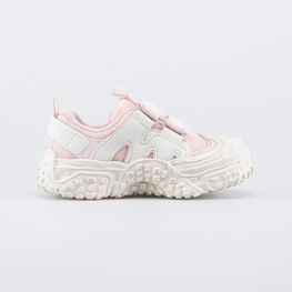 344545-11 Детские кроссовки на липучках для девочки розовый + бежевый фото №2