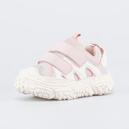 344545-11 Детские кроссовки на липучках для девочки розовый + бежевый