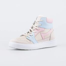 752251-24 Ботинки-кеды для девочки-подростка для девочки бежевый + голубой